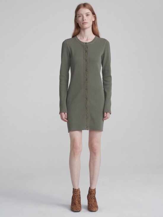 rag & bone Dresses & Skirts - rag & bone Olive Long Sleeve Mallory Thermal Button-Front Knit Dress sz XS